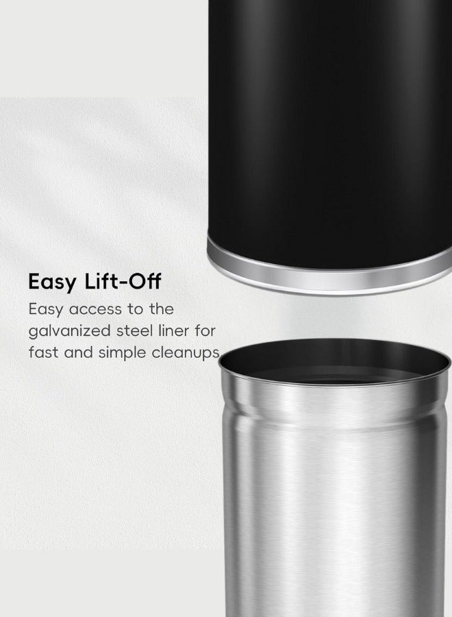 Eternal Round Open Top Waste Bin, Tall Commercial Trash Can for Indoor and Outdoor, Black Steel Heavy-Duty, Extra Large Metal Garbage Bin for Home, Office, Restaurant, Restroom, 52L