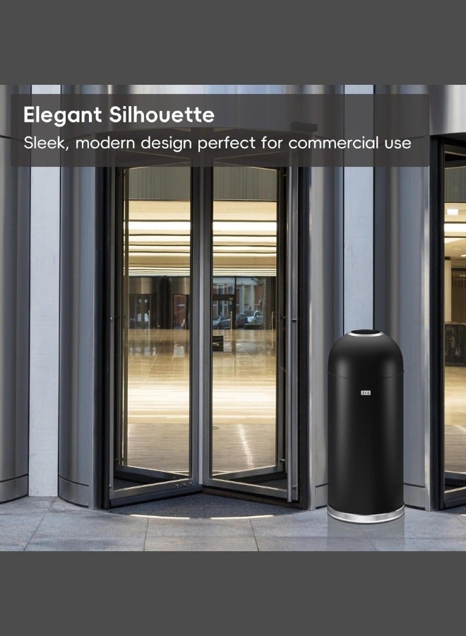 Eternal Round Open Top Waste Bin, Tall Commercial Trash Can for Indoor and Outdoor, Black Steel Heavy-Duty, Extra Large Metal Garbage Bin for Home, Office, Restaurant, Restroom, 52L