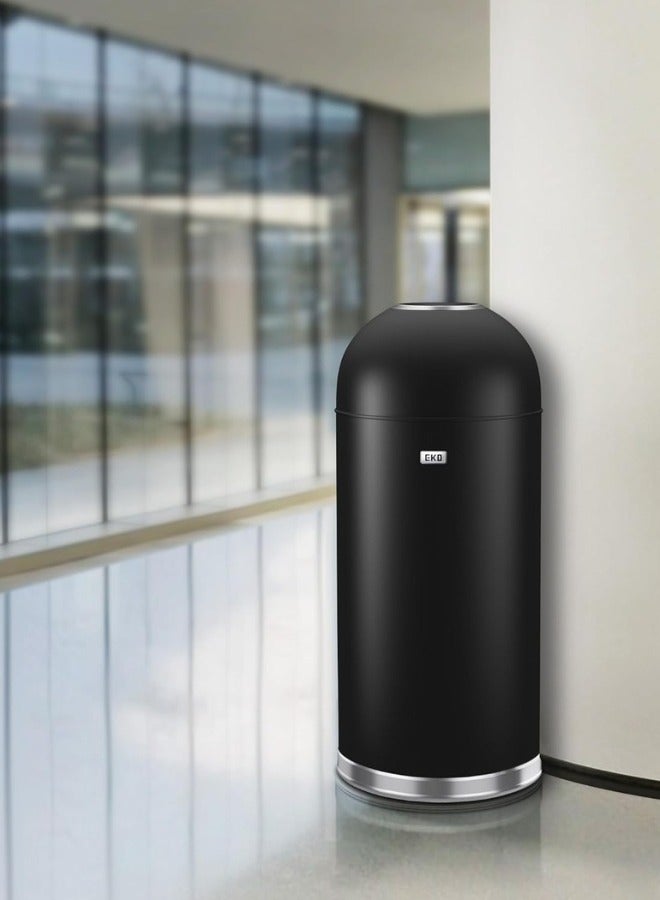 Eternal Round Open Top Waste Bin, Tall Commercial Trash Can for Indoor and Outdoor, Black Steel Heavy-Duty, Extra Large Metal Garbage Bin for Home, Office, Restaurant, Restroom, 52L