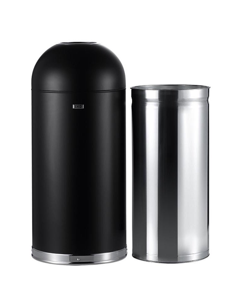 Eternal Round Open Top Waste Bin, Tall Commercial Trash Can for Indoor and Outdoor, Black Steel Heavy-Duty, Extra Large Metal Garbage Bin for Home, Office, Restaurant, Restroom, 52L
