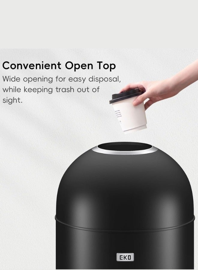 Eternal Round Open Top Waste Bin, Tall Commercial Trash Can for Indoor and Outdoor, Black Steel Heavy-Duty, Extra Large Metal Garbage Bin for Home, Office, Restaurant, Restroom, 52L