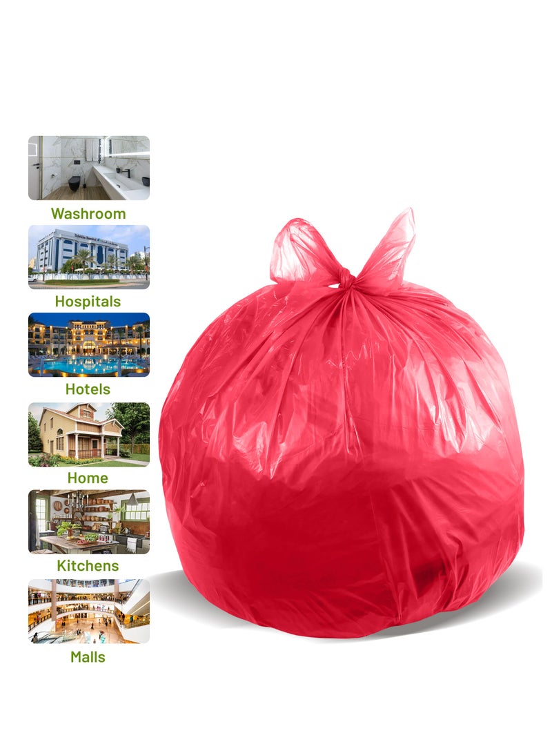 (Pack of 100 Bags)  Garbage Bag Red 80x110cm 30 Micron Heavy Duty Oxo Biodegradable Plastic Bag Large Trash Bags Dustbin Bags Waste Bag Office Bag Strong And Durable Bin Bag Garbage Bag Large