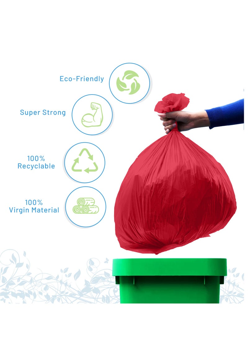 (Pack of 100 Bags)  Garbage Bag Red 80x110cm 30 Micron Heavy Duty Oxo Biodegradable Plastic Bag Large Trash Bags Dustbin Bags Waste Bag Office Bag Strong And Durable Bin Bag Garbage Bag Large