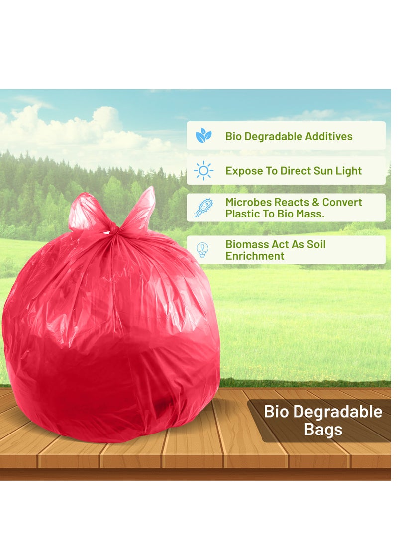 (Pack of 100 Bags)  Garbage Bag Red 80x110cm 30 Micron Heavy Duty Oxo Biodegradable Plastic Bag Large Trash Bags Dustbin Bags Waste Bag Office Bag Strong And Durable Bin Bag Garbage Bag Large