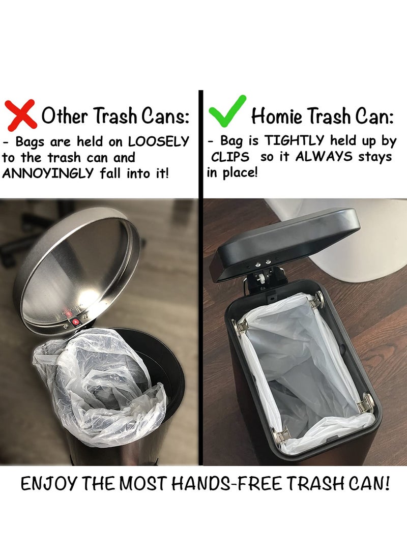 Slim Trash Can with Anti - Bag Slip Liner and Lid, Use as Mini Garbage Basket, Slim Dust Bin, or Decor in Bathroom, Restroom, Kitchen, or Bedroom (9L, Black)