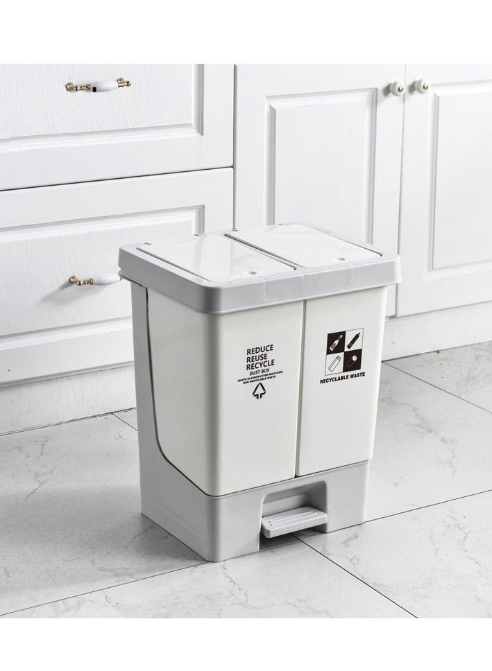 Trash Can with Lid, Bathroom Garbage Can with Foot Pedal, Stainless Steel Step Trash Bin for Bedroom, Toilet, Kitchen, Round Waste Basket with Soft Close Lid for Office, Garbage Bin(Grey)