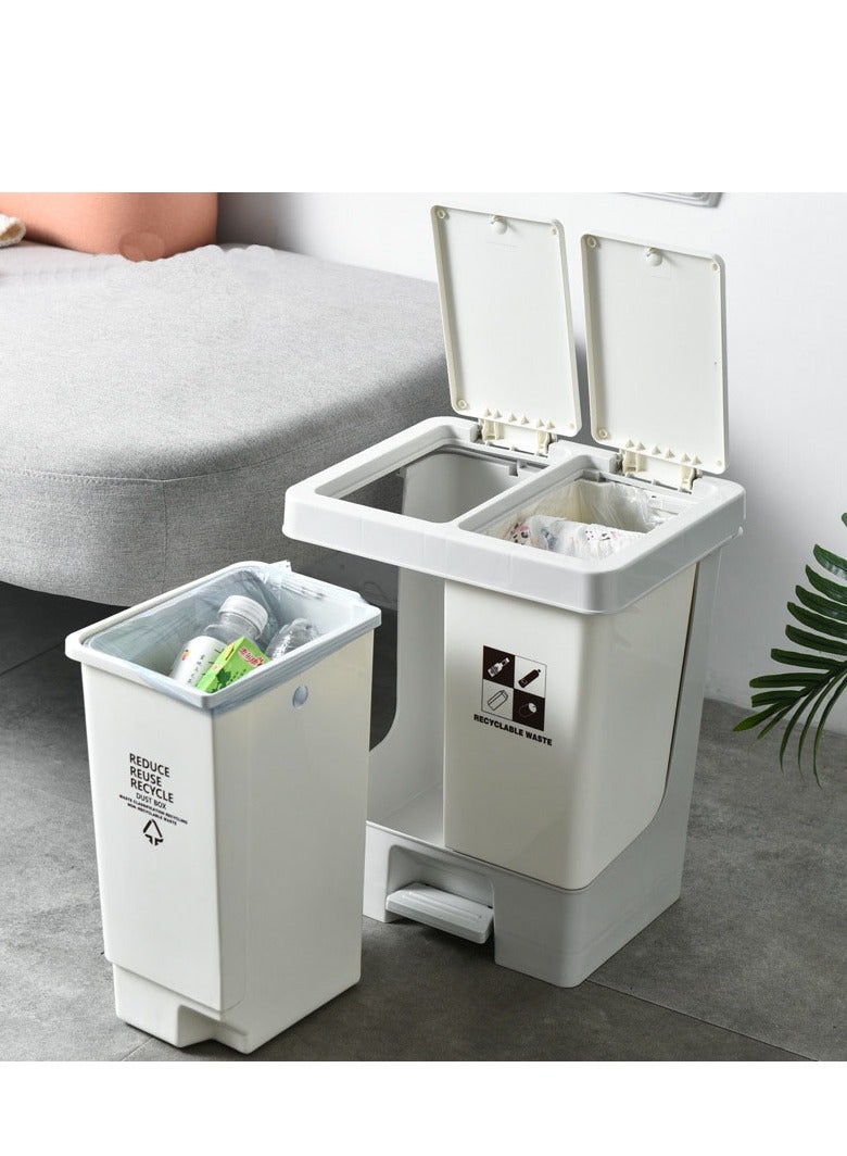 Trash Can with Lid, Bathroom Garbage Can with Foot Pedal, Stainless Steel Step Trash Bin for Bedroom, Toilet, Kitchen, Round Waste Basket with Soft Close Lid for Office, Garbage Bin(Grey)