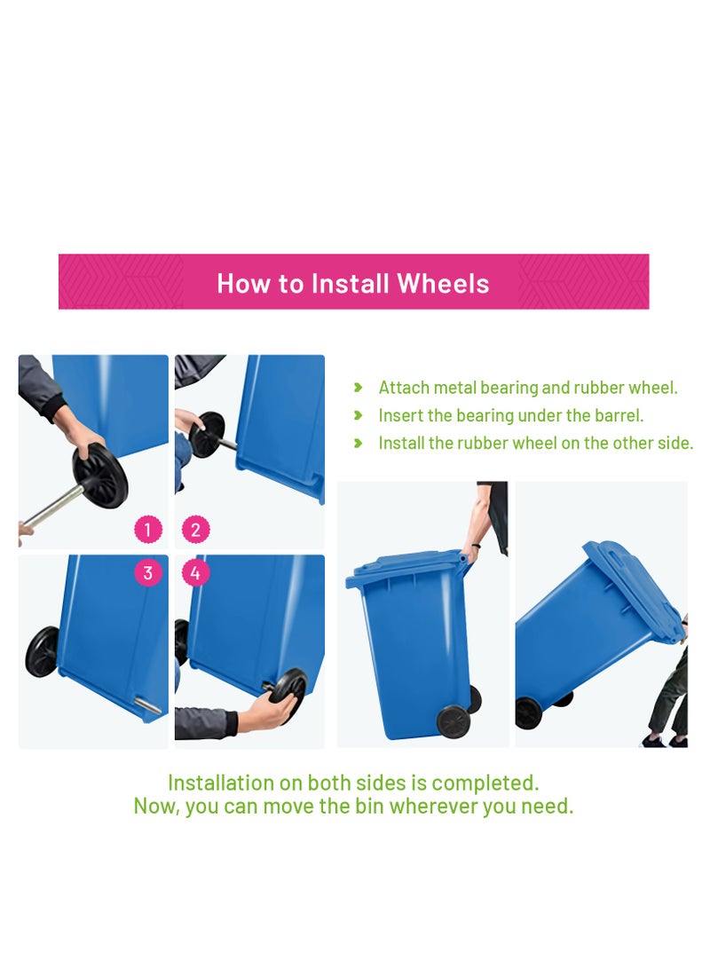 Plastic Garbage Bin 120 Litre with wheel and pedal - Heavy Duty Kitchen Dust Bin Outdoor Recycle Trash Can Large Industrial Waste bin Trash bin (Blue)