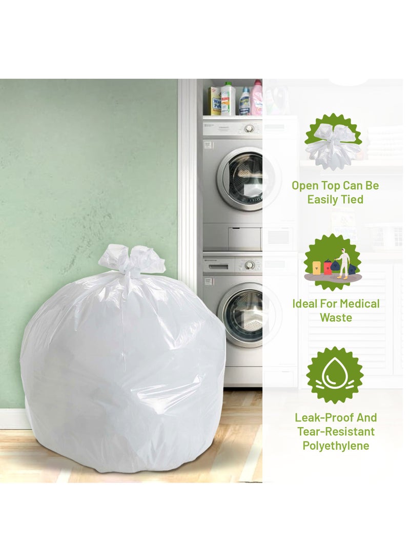 {Pack of 100 Bags} Garbage Bag White 80x110cm 30 Micron Heavy Duty Oxo Biodegradable Plastic bag Large Trash Bags Dustbin Bags Waste Bag Office Bag Strong And Durable Bin Bag Garbage Bag Large