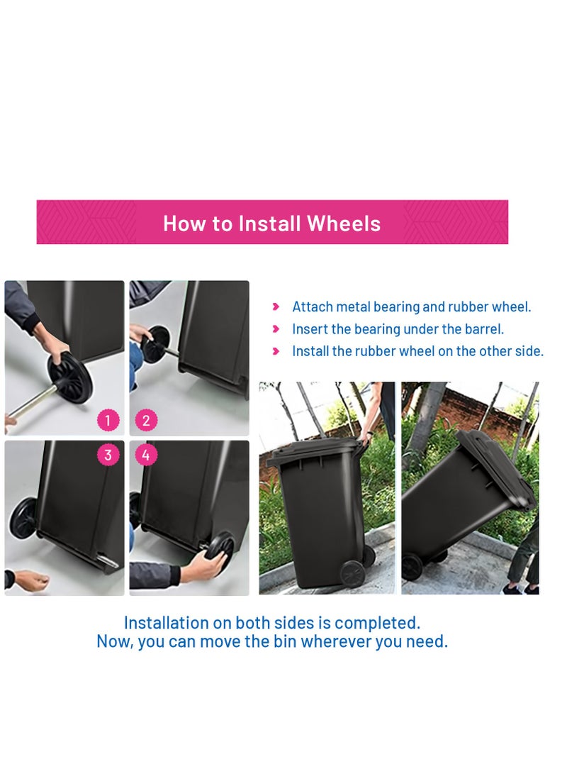 Hi-Care Plastic Garbage Bin 240 Litre with wheel and pedal - Heavy Duty Kitchen Dust Bin Outdoor Recycle Trash Can Large Industrial Waste bin Trash bin (Black)