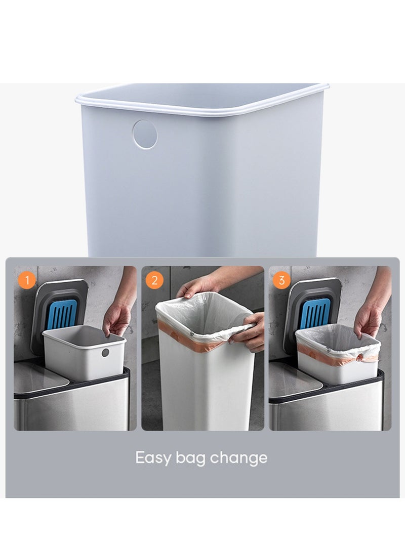 8L Dual Trash and Recycling Bin, Fingerprint Proof Stainless Steel Kitchen Garbage Can with Removable Inner Bucket and Double Lid, Pedal Trash Bin for Kitchen Home Office