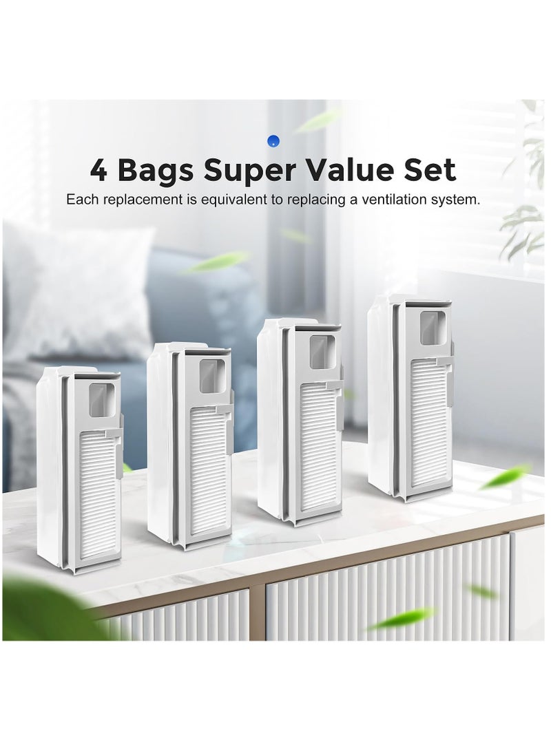 4 Pack Disposable Dust Bags With HEPA Filter for NARWAL Freo X Ultra Robot Vacuum, 1L Large Dust bag