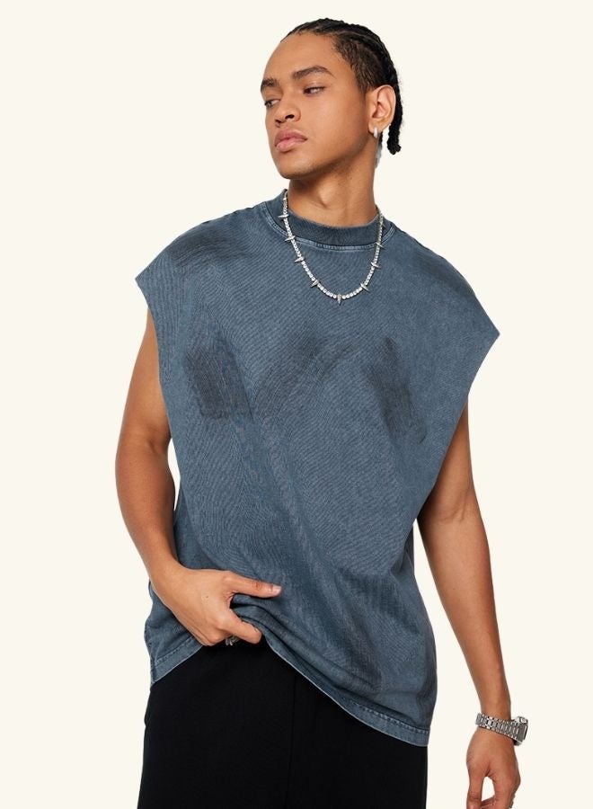 Unisex Summer Casual Sleeveless Relaxed Fit Crew Neck T-shirt