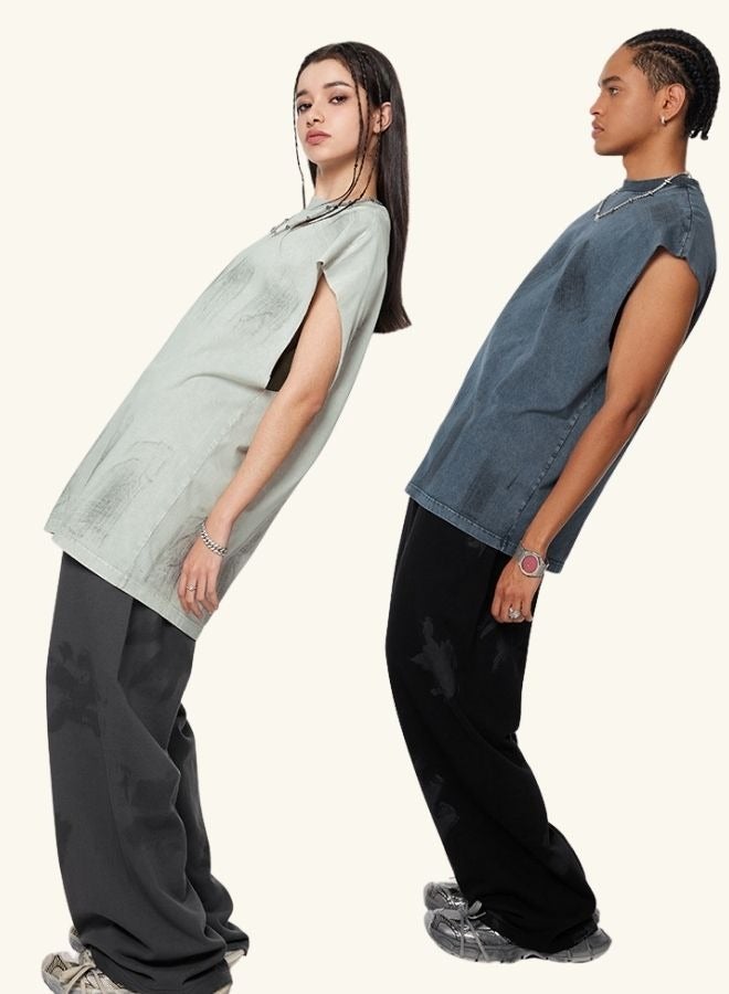 Unisex Summer Casual Sleeveless Relaxed Fit Crew Neck T-shirt