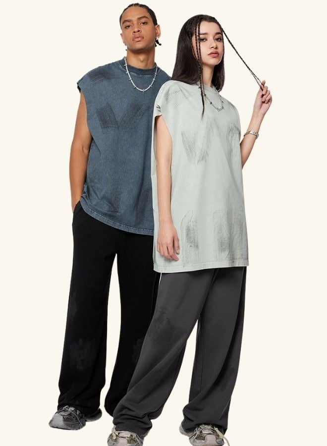 Unisex Summer Casual Sleeveless Relaxed Fit Crew Neck T-shirt
