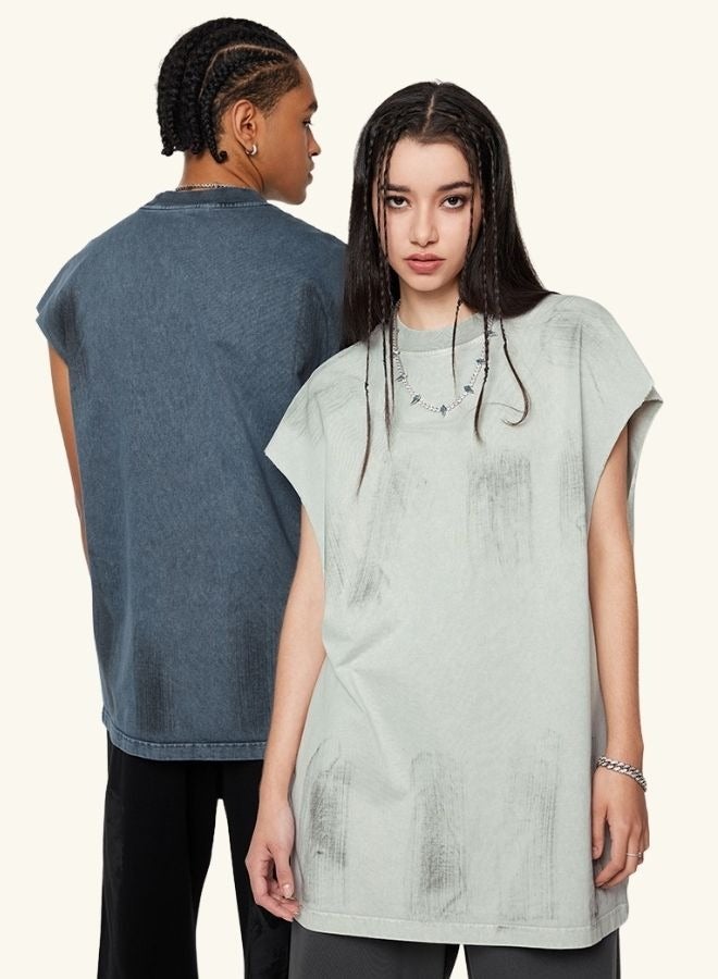Unisex Summer Casual Sleeveless Relaxed Fit Crew Neck T-shirt