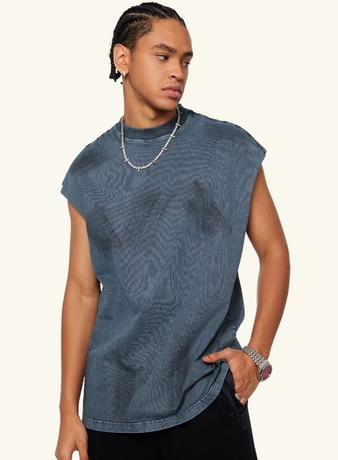 Unisex Summer Casual Sleeveless Relaxed Fit Crew Neck T-shirt
