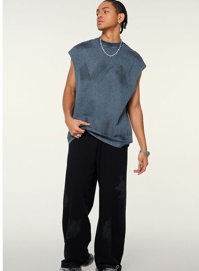Unisex Summer Casual Sleeveless Relaxed Fit Crew Neck T-shirt