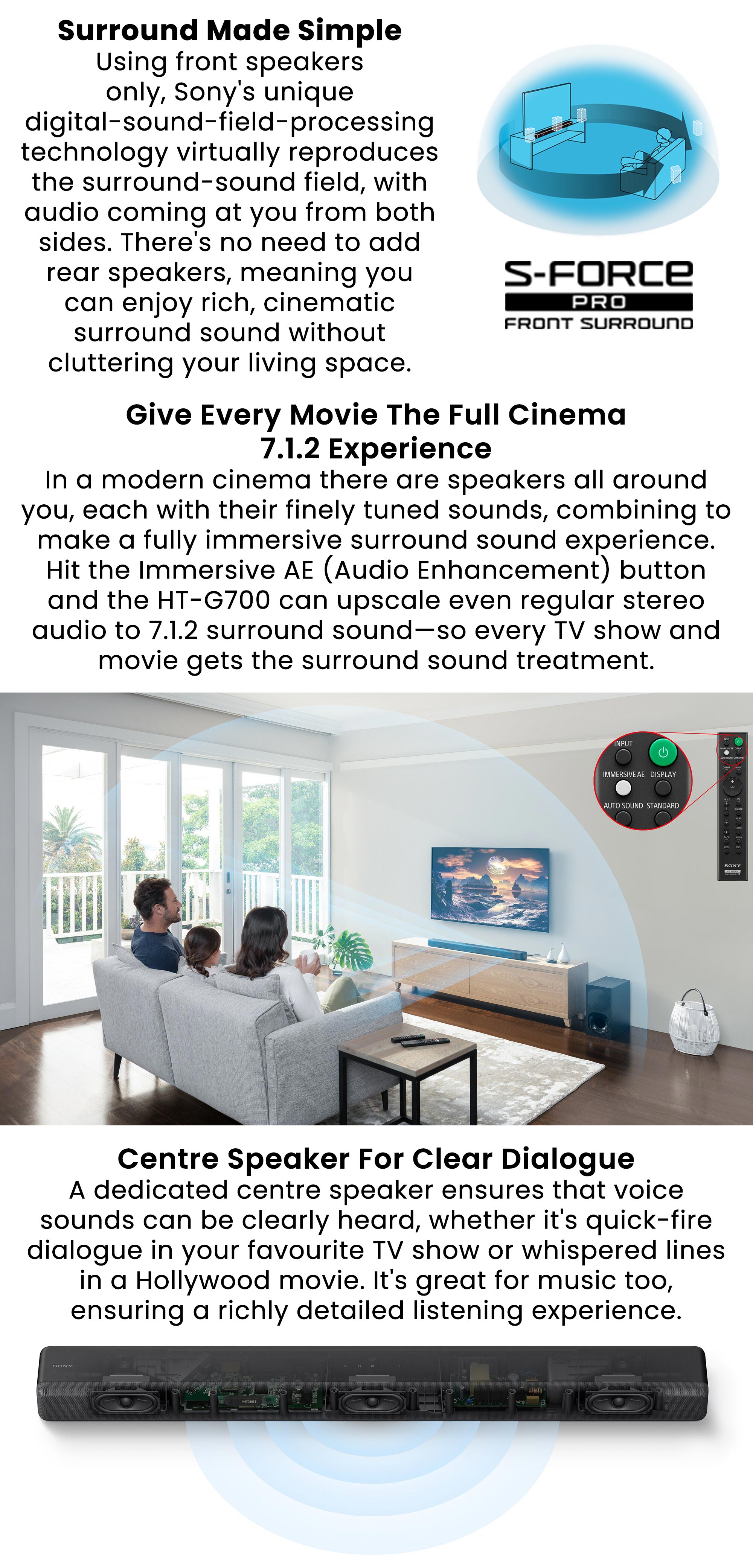 3.1 Channel Premium Surround Sound With Dolby Atmos And DTS:X HT-G700 Black