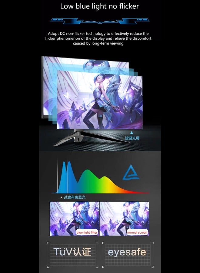 27 Inch Gaming Monitor, Pane IPS, 165Hz Refresh Rate, 1ms Response Time, AMD FreeSync (NVIDIA G-Sync Compatible) Flat screen with lifting base.