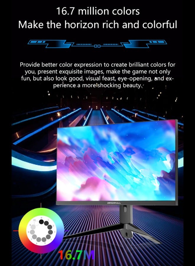 27 Inch Gaming Monitor, Pane IPS, 165Hz Refresh Rate, 1ms Response Time, AMD FreeSync (NVIDIA G-Sync Compatible) Flat screen with lifting base.