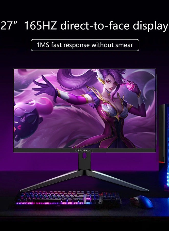 27 Inch Gaming Monitor, Pane IPS, 165Hz Refresh Rate, 1ms Response Time, AMD FreeSync (NVIDIA G-Sync Compatible) Flat screen with lifting base.