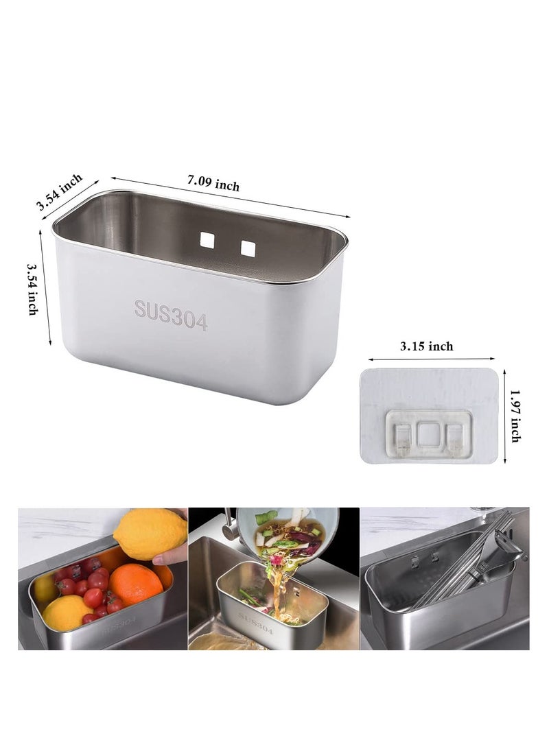 Stainless Steel Sink Strainer Basket,Multifunction Sink Strainer Kitchen Food Catcher for Filter Kitchen Waste and Wash Vegetables Fruits (square silver)