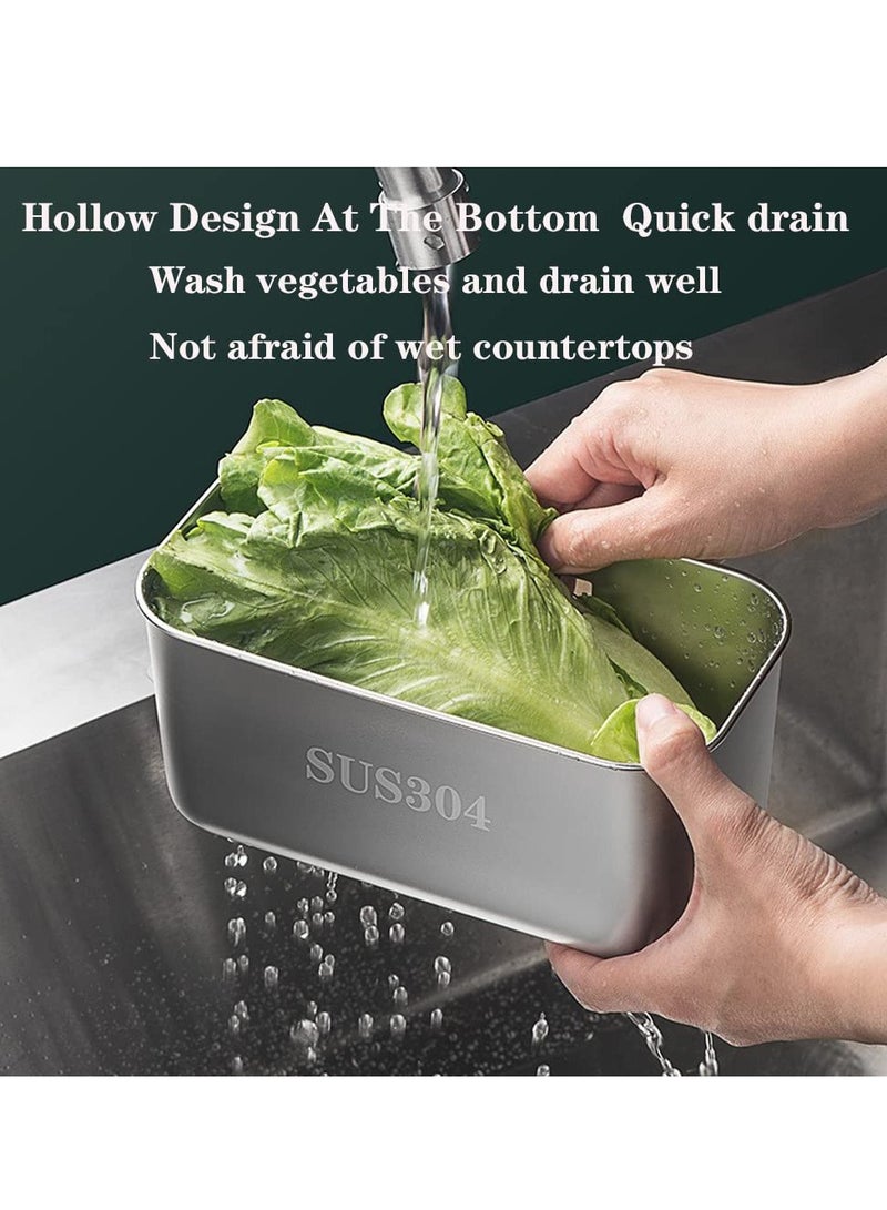 Stainless Steel Sink Strainer Basket,Multifunction Sink Strainer Kitchen Food Catcher for Filter Kitchen Waste and Wash Vegetables Fruits (square silver)