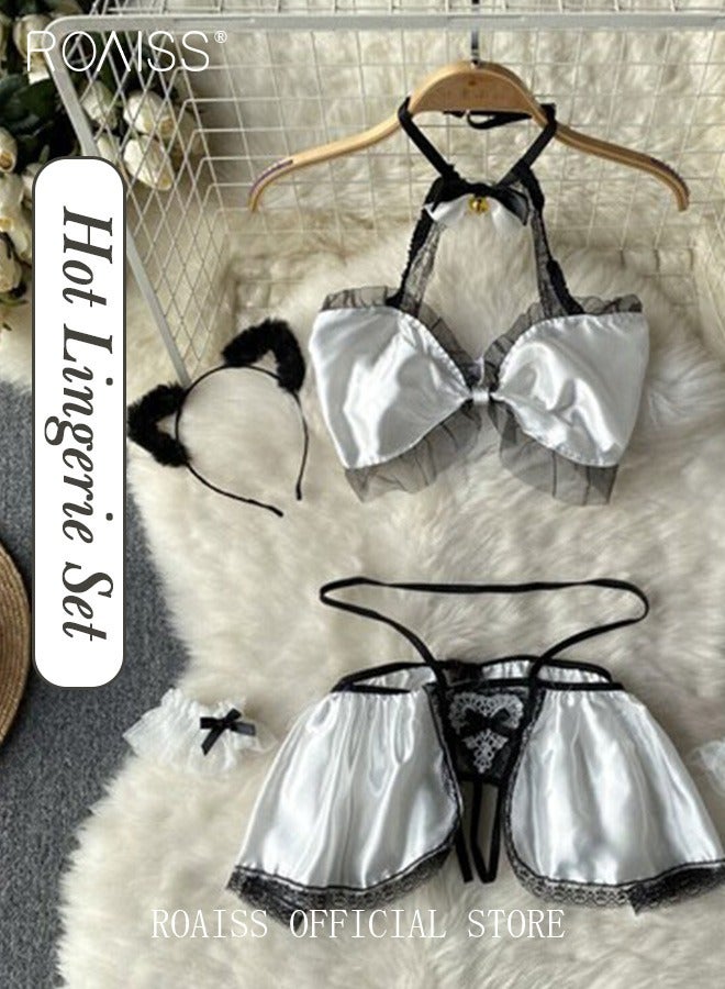Six Piece Hot Lingerie Set for Women Bodysuit Lingerie Increase Passion Midnight Charm Pajamas Dress Gift for Ladies Wife Girlfriend