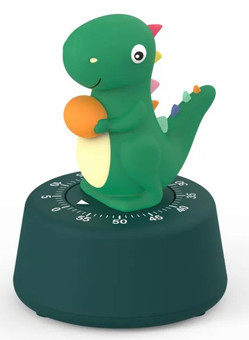 Kitchen Timer, Cute Cartoon Dinosaur Timer Mechanical Counters Timer, Animal Digital Countdown Timer for Kids Home Office Worker Student (Dark Green)