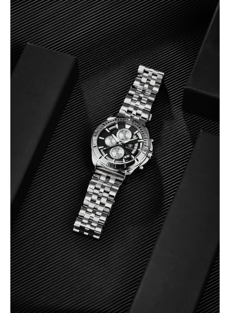 Watches for Men Watch Quartz Luxury Stainless Steel  Water Resistant Chronograph Watch 5180 Black