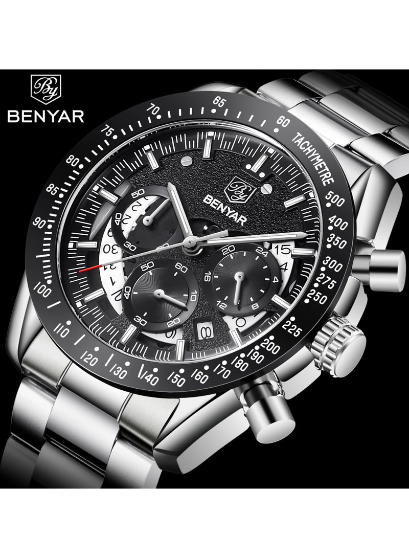 Watches for Men Watch Quartz Luxury Stainless Steel Water Resistant Chronograph Watch 5120