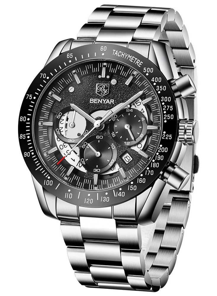 Watches for Men Watch Quartz Luxury Stainless Steel Water Resistant Chronograph Watch 5120