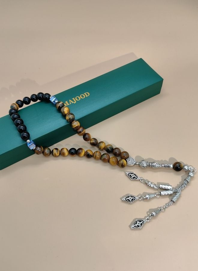 Original Design/33 Natural Agate And Natural Tiger Eye Stone Prayer Beads/Tasbih/10 mm