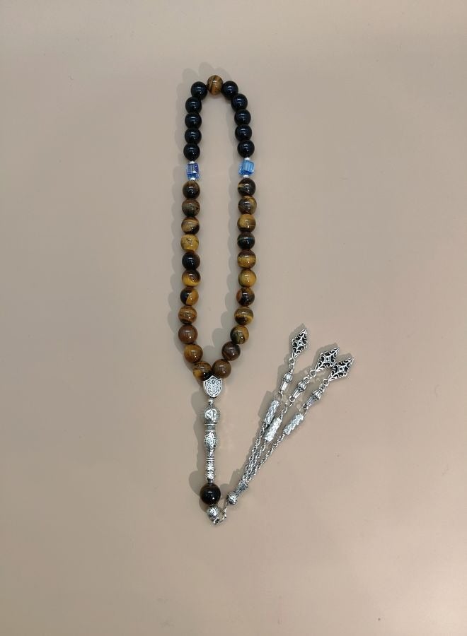 Original Design/33 Natural Agate And Natural Tiger Eye Stone Prayer Beads/Tasbih/10 mm