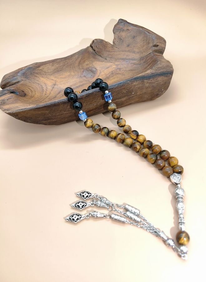 Original Design/33 Natural Agate And Natural Tiger Eye Stone Prayer Beads/Tasbih/10 mm