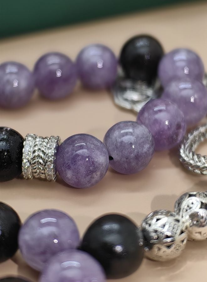 Original Design/33 Natural Amethyst With Ebony Prayer Beads/Tasbih/10 mm