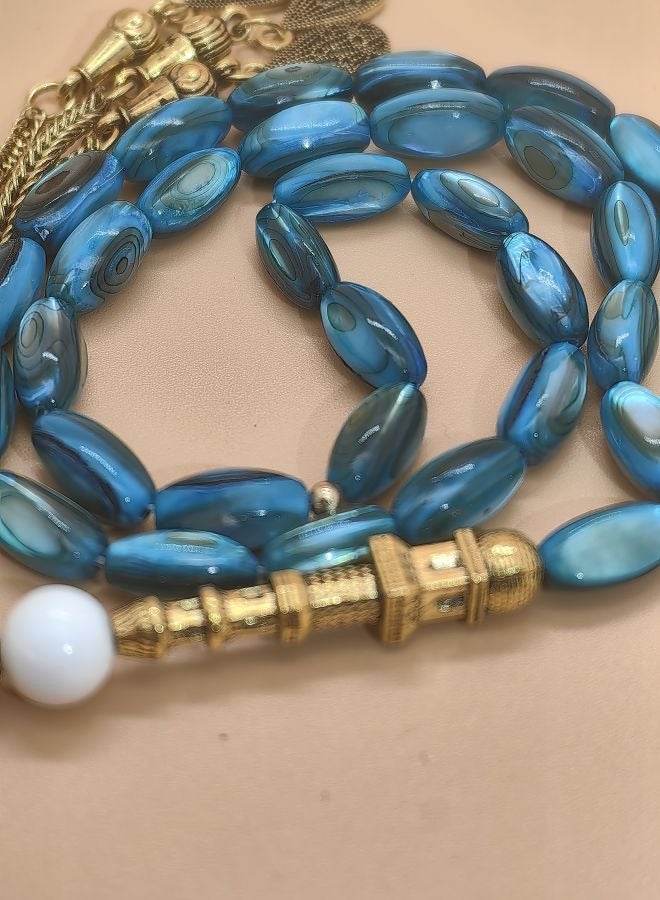 Original Design/33 Natural Rice Shell Pearl Prayer Beads/Tasbih/12mm
