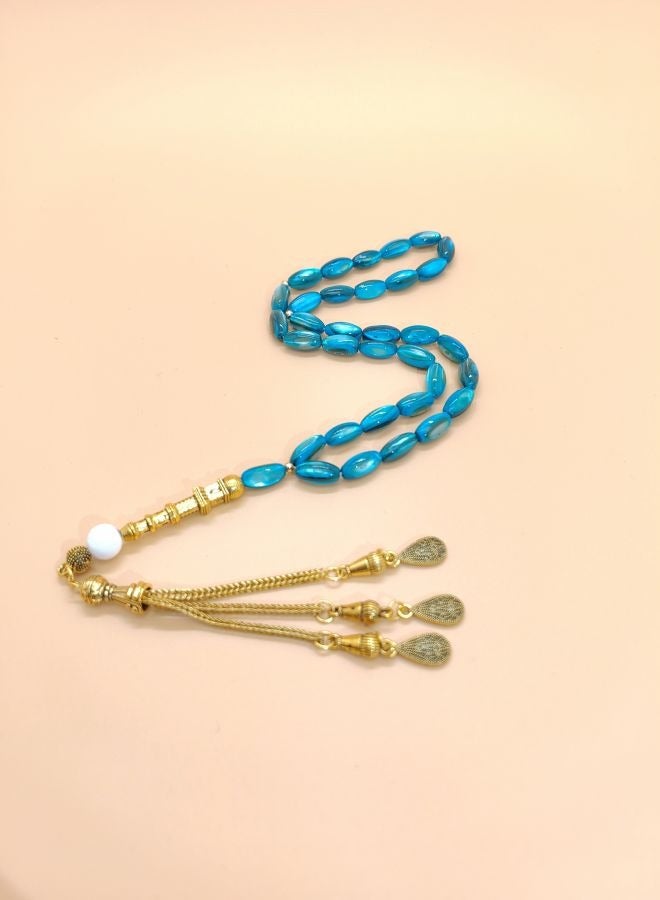 Original Design/33 Natural Rice Shell Pearl Prayer Beads/Tasbih/12mm