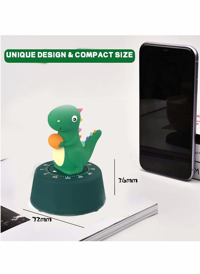 Kitchen Timer, Cute Cartoon Dinosaur Timer Mechanical Counters Timer, Animal Digital Countdown Timer for Kids Home Office Worker Student (Dark Green)