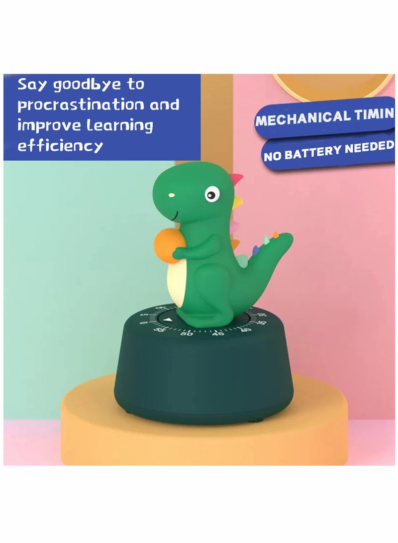 Kitchen Timer, Cute Cartoon Dinosaur Timer Mechanical Counters Timer, Animal Digital Countdown Timer for Kids Home Office Worker Student (Dark Green)