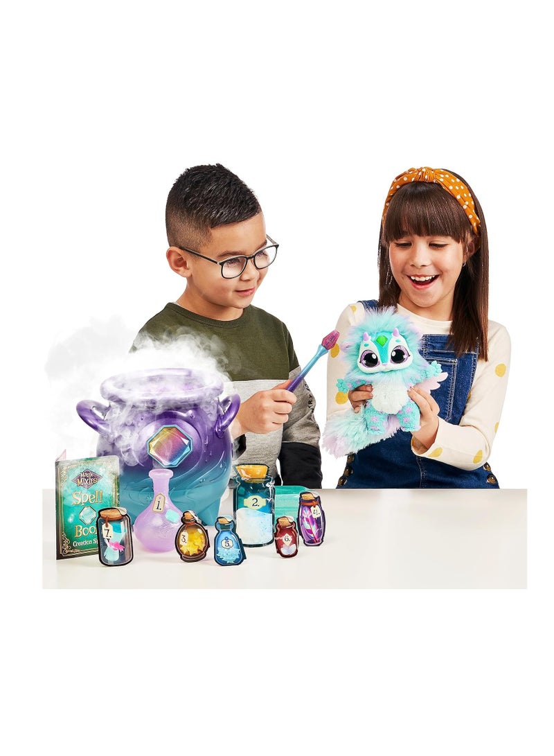 Magic Cauldron in Purple with Real Mist and Interactive 20 cm Blue Plush Toy Who Will You Conjure Up? 5+ Years
