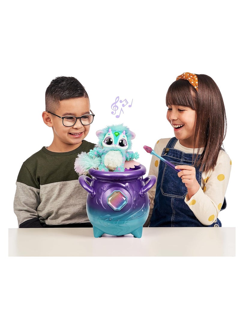 Magic Cauldron in Purple with Real Mist and Interactive 20 cm Blue Plush Toy Who Will You Conjure Up? 5+ Years