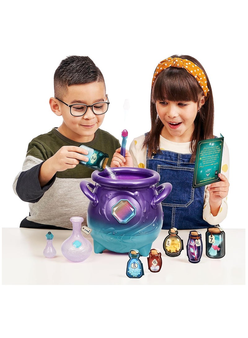 Magic Cauldron in Purple with Real Mist and Interactive 20 cm Blue Plush Toy Who Will You Conjure Up? 5+ Years