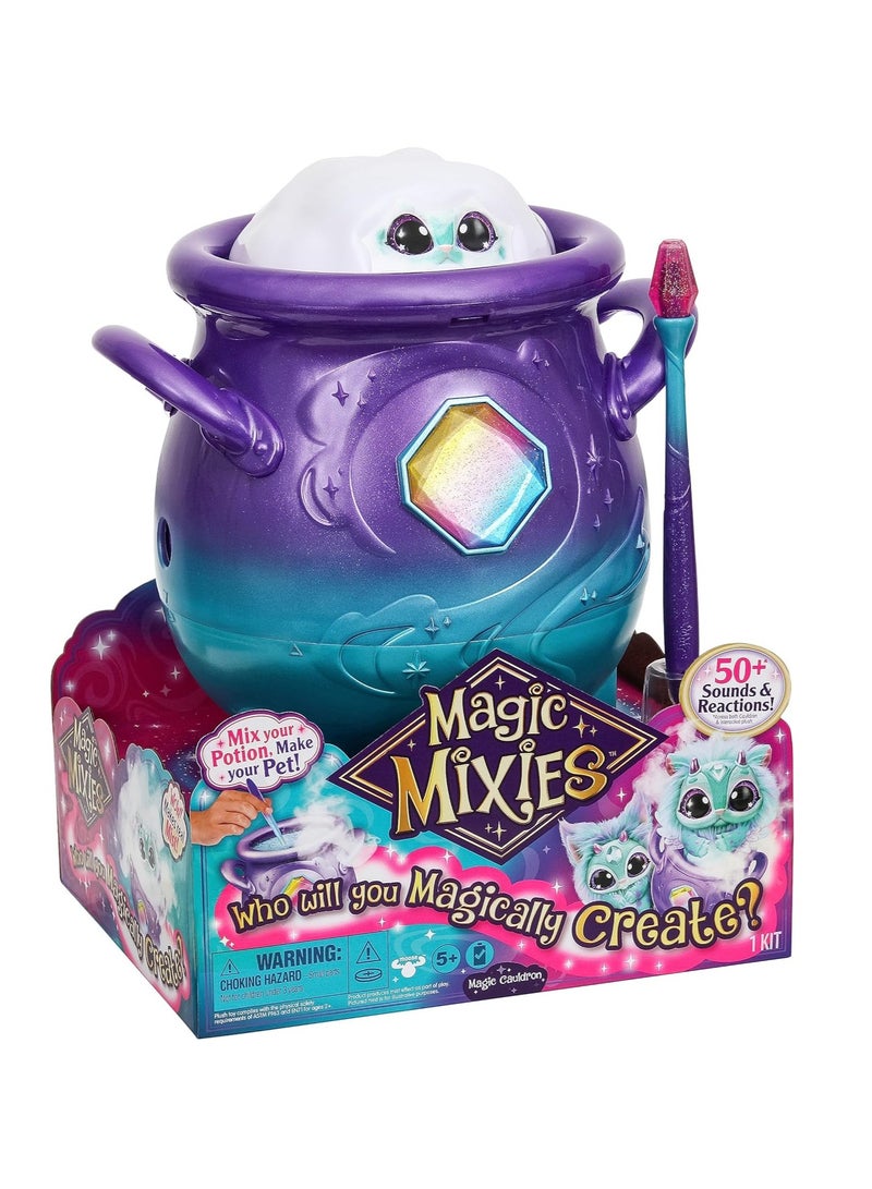Magic Cauldron in Purple with Real Mist and Interactive 20 cm Blue Plush Toy Who Will You Conjure Up? 5+ Years