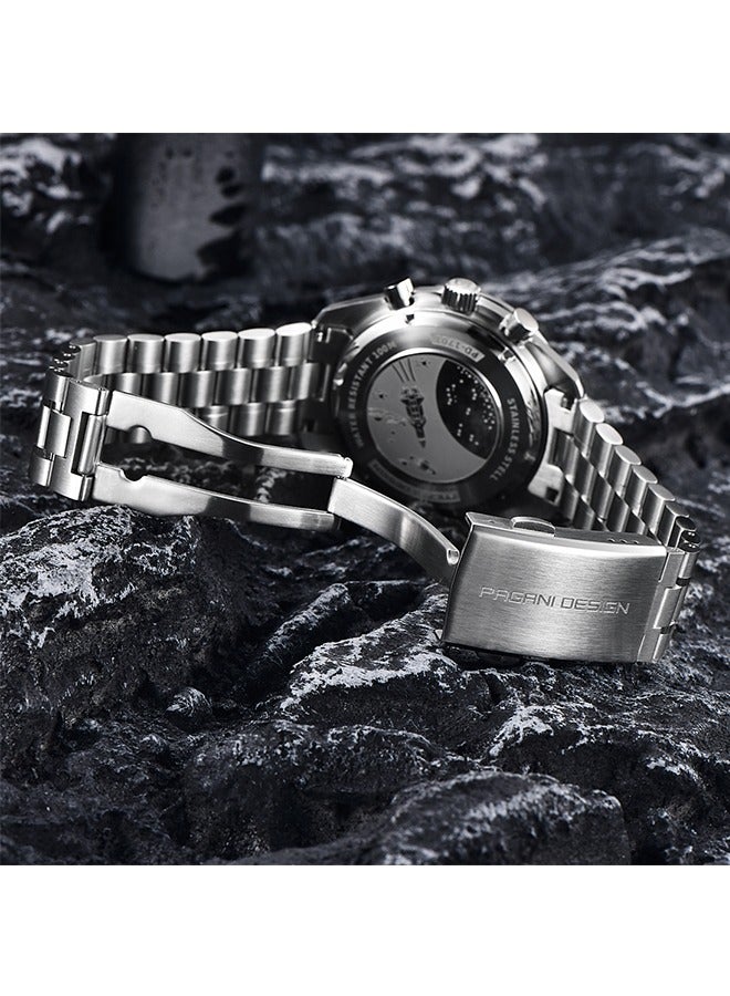 Men's Quartz Watches 40mm New Release full Stainless Steel Waterproof Sports Chronograph Wrist Watch for Men Sapphire Dial Glass