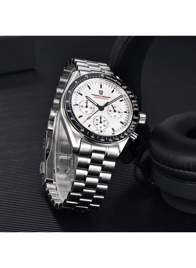 Men's Quartz Watches 40mm New Release full Stainless Steel Waterproof Sports Chronograph Wrist Watch for Men Sapphire Dial Glass