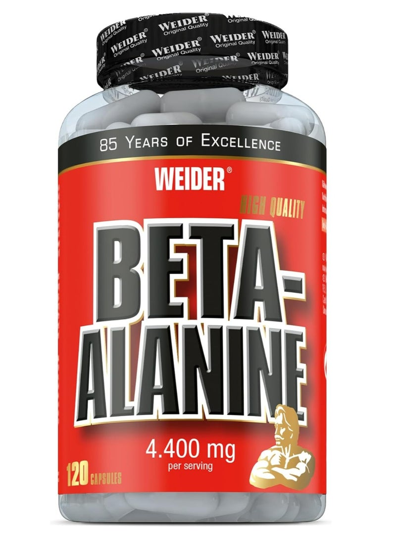 Beta-Alanine Capsules 4.400mg Per Serving Supports Endurance, Reduces Fatigue And Enhances Athletic Performance - 120 Capsules