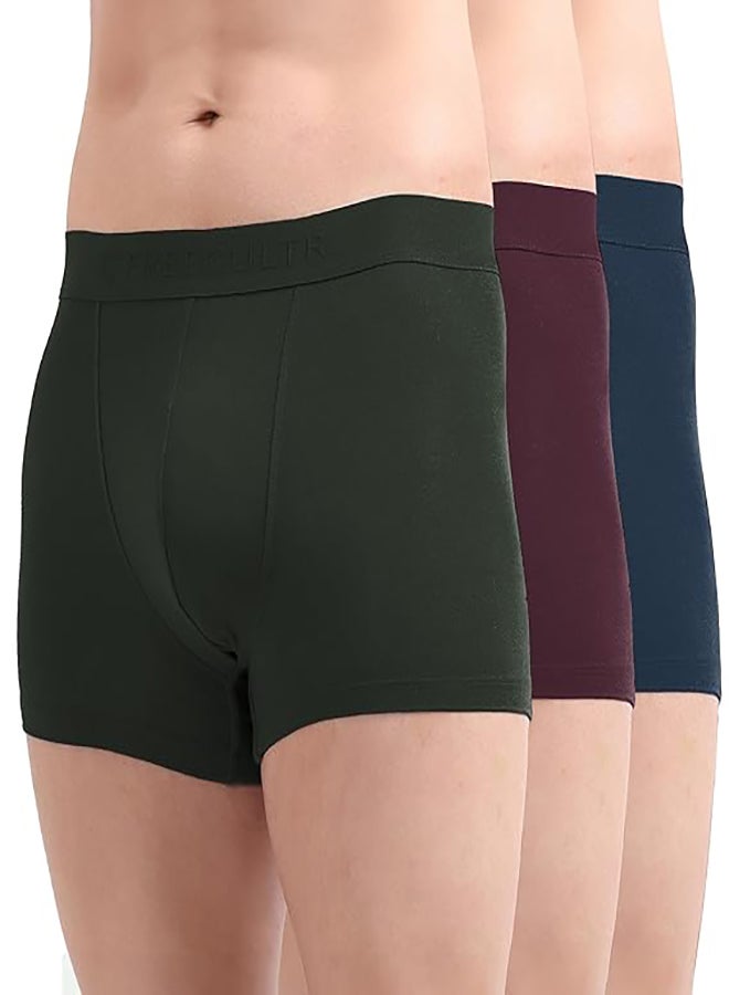 FREECULTR Men's Underwear Anti Bacterial Micromodal Airsoft Trunk - Non Itch No Chaffing Sweat Proof -Pack 3