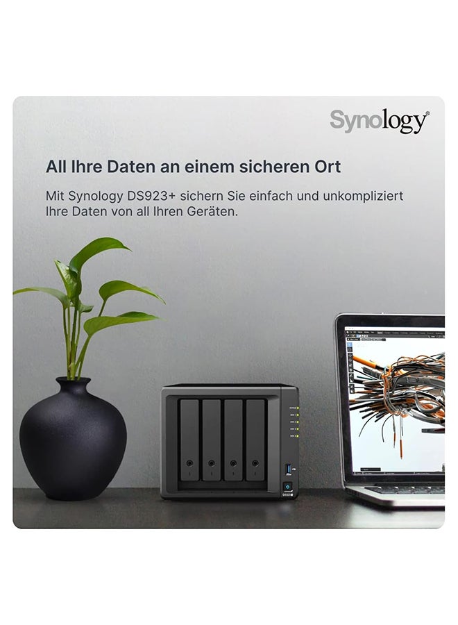 DS923+ 4-Bay Diskstation NAS (AMD Ryzen™ 4 Threads R1600 Dual-Core 4GB Ram 2xRJ-45 1GbE LAN-Port) 32TB Bundle with 4X 8TB Seagate IronWolf Black